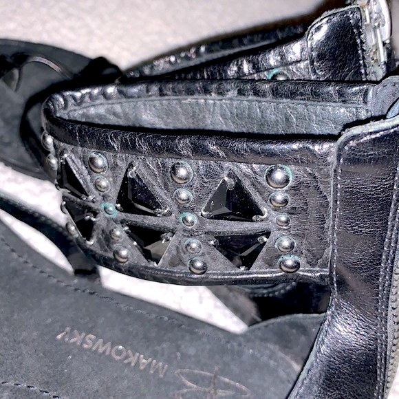 B. Makowsky Black Jeweled Zip-up Sandals — Deco Accents — 7 - Picture 7 of 7
